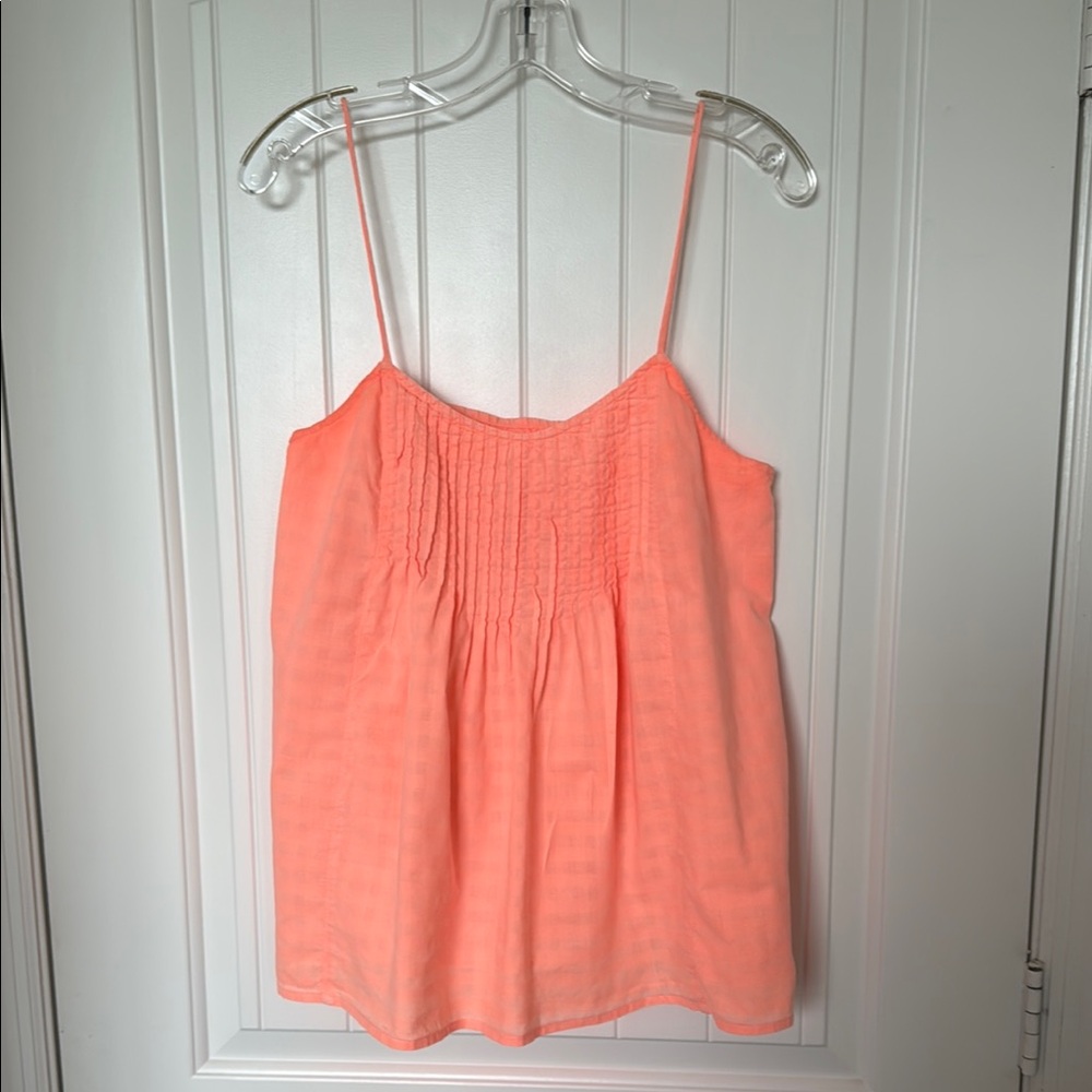 J. Crew Smocked Spaghetti Straps Top in Neon Peach/Watermelon Color